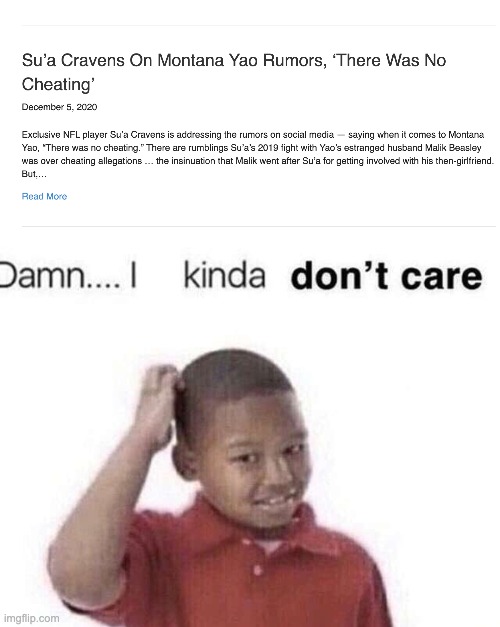 nobody cares | image tagged in damn i kinda dont care | made w/ Imgflip meme maker