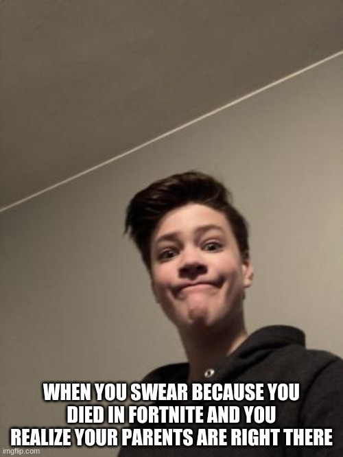 The teenage life | WHEN YOU SWEAR BECAUSE YOU DIED IN FORTNITE AND YOU REALIZE YOUR PARENTS ARE RIGHT THERE | image tagged in swearing | made w/ Imgflip meme maker