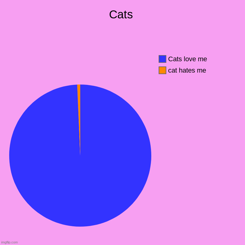 Cats | cat hates me, Cats love me | image tagged in charts,pie charts | made w/ Imgflip chart maker