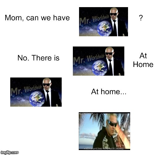 Mr. Worldwide | image tagged in mom can we have | made w/ Imgflip meme maker