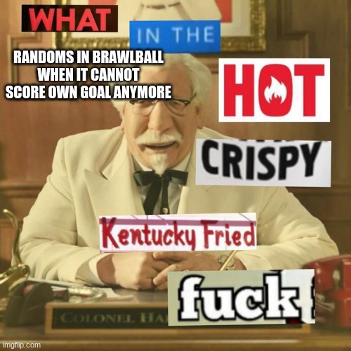 Its a heaven | RANDOMS IN BRAWLBALL WHEN IT CANNOT SCORE OWN GOAL ANYMORE | image tagged in what in the hot crispy kentucky fried frick,randoms in bs | made w/ Imgflip meme maker