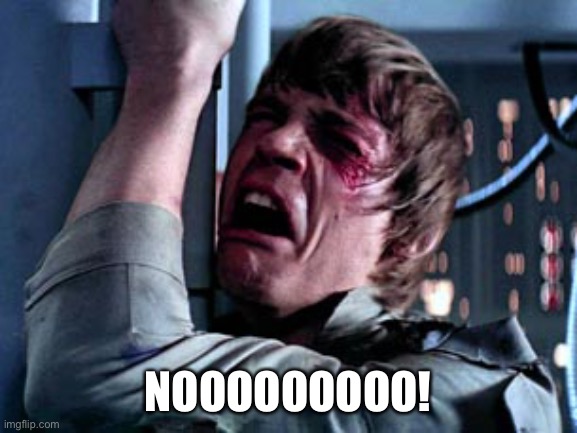 Luke Skywalker Noooo | NOOOOOOOOO! | image tagged in luke skywalker noooo | made w/ Imgflip meme maker