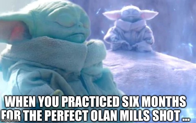 Baby Yoda Olan Mills | WHEN YOU PRACTICED SIX MONTHS FOR THE PERFECT OLAN MILLS SHOT ... | image tagged in baby yoda,grogu,the child,the mandalorian,star wars,olan mills | made w/ Imgflip meme maker