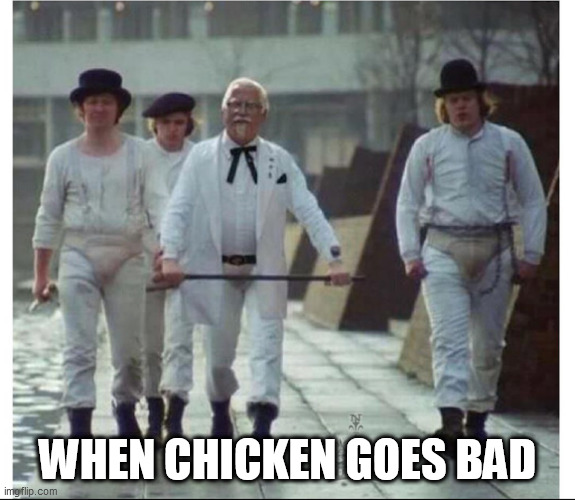 SANDERS | WHEN CHICKEN GOES BAD | image tagged in sanders | made w/ Imgflip meme maker