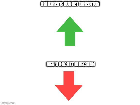 does anyone get this | CHILDREN'S ROCKET DIRECTION; MEN'S ROCKET DIRECTION | image tagged in blank white template,rocket,memes,good | made w/ Imgflip meme maker