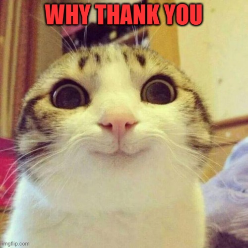 Smiling Cat Meme | WHY THANK YOU | image tagged in memes,smiling cat | made w/ Imgflip meme maker