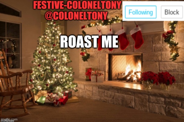 Festive ColonelTony Ancoument | ROAST ME | image tagged in festive coloneltony ancoument | made w/ Imgflip meme maker