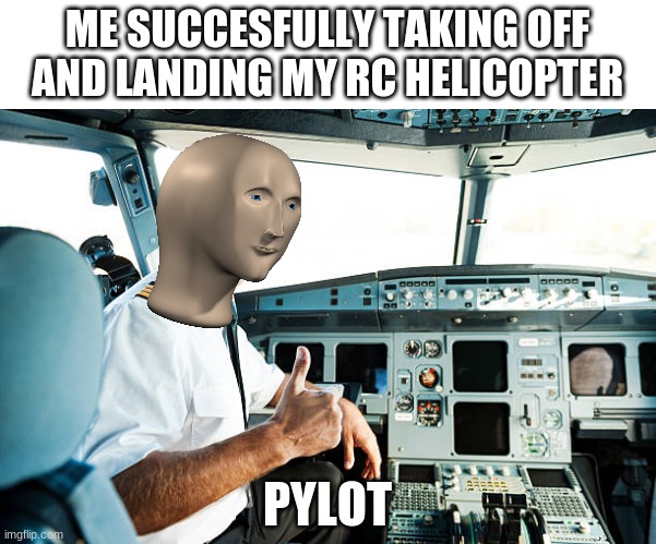 ME SUCCESFULLY TAKING OFF AND LANDING MY RC HELICOPTER; PYLOT | image tagged in memes | made w/ Imgflip meme maker