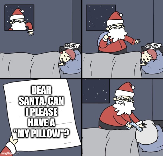 "My Pillow" Diligently Made With Optimal Smothering Properties | DEAR SANTA, CAN I PLEASE HAVE A "MY PILLOW"? | image tagged in letter to murderous santa | made w/ Imgflip meme maker