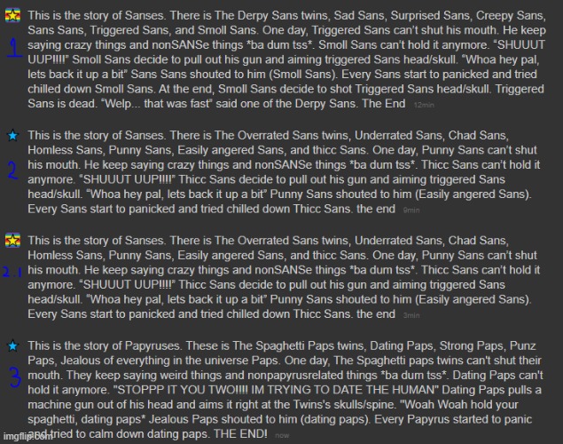 The story of how sans and paps backstory came | made w/ Imgflip meme maker