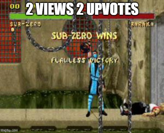 Sub Zero Flawless Victory Mortal Kombat | 2 VIEWS 2 UPVOTES | image tagged in sub zero flawless victory mortal kombat | made w/ Imgflip meme maker