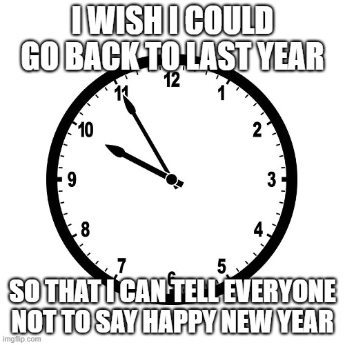 do you ever think of this? | I WISH I COULD GO BACK TO LAST YEAR; SO THAT I CAN TELL EVERYONE NOT TO SAY HAPPY NEW YEAR | made w/ Imgflip meme maker