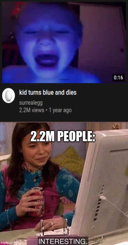 Interesting.. | 2.2M PEOPLE: | image tagged in icarly interesting | made w/ Imgflip meme maker