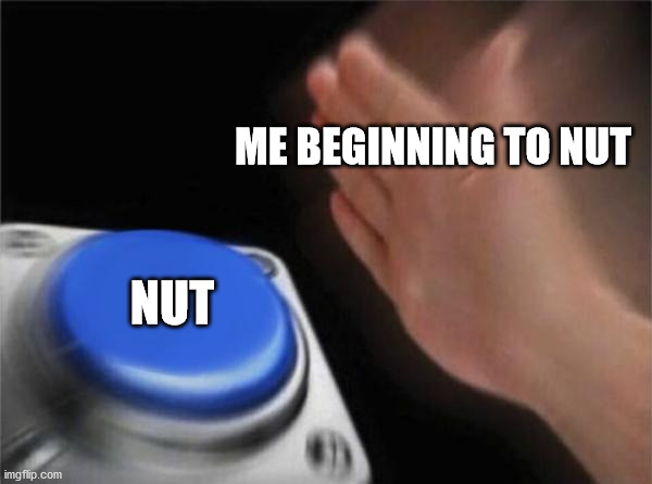 nut | ME BEGINNING TO NUT; NUT | image tagged in memes,blank nut button | made w/ Imgflip meme maker