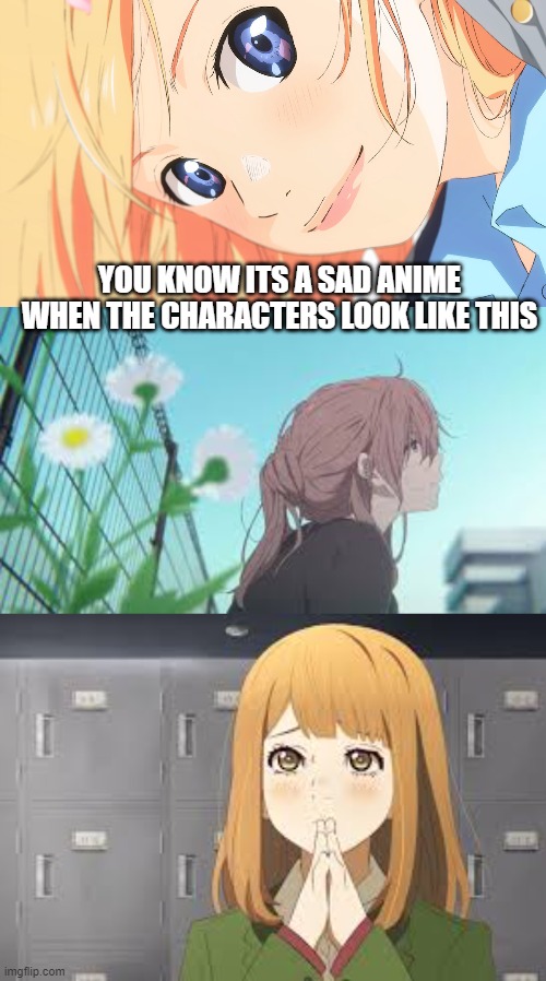 you just know | YOU KNOW ITS A SAD ANIME WHEN THE CHARACTERS LOOK LIKE THIS | image tagged in anime,orange,sad | made w/ Imgflip meme maker