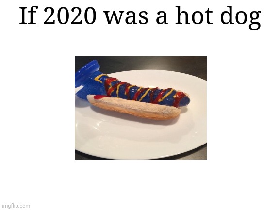Hot dog | If 2020 was a hot dog | image tagged in blank white template,2020,hot dog,funny,memes,hot dogs | made w/ Imgflip meme maker