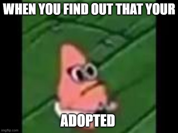 baby patrick | WHEN YOU FIND OUT THAT YOUR; ADOPTED | image tagged in baby patrick | made w/ Imgflip meme maker
