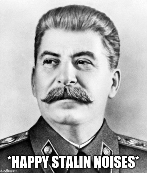 Hypocrite Stalin | *HAPPY STALIN NOISES* | image tagged in hypocrite stalin | made w/ Imgflip meme maker