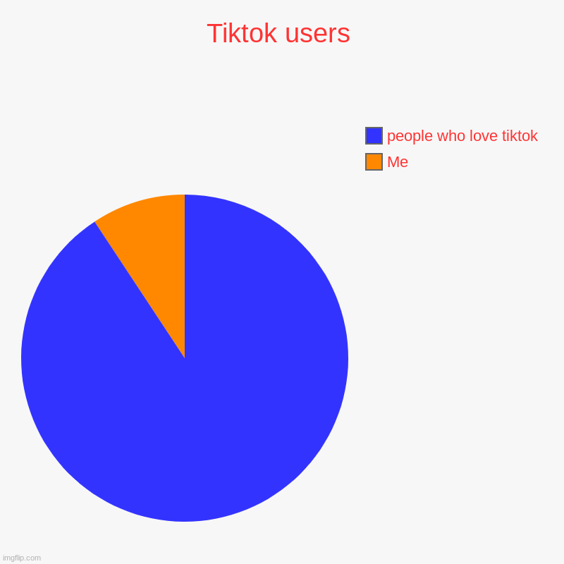 Tiktok users | Me, people who love tiktok | image tagged in charts,pie charts | made w/ Imgflip chart maker