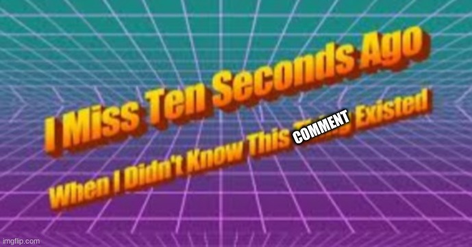 I miss ten seconds ago | COMMENT | image tagged in i miss ten seconds ago | made w/ Imgflip meme maker