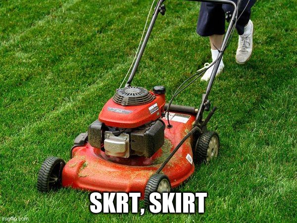 lawnmower | SKRT, SKIRT | image tagged in lawnmower | made w/ Imgflip meme maker