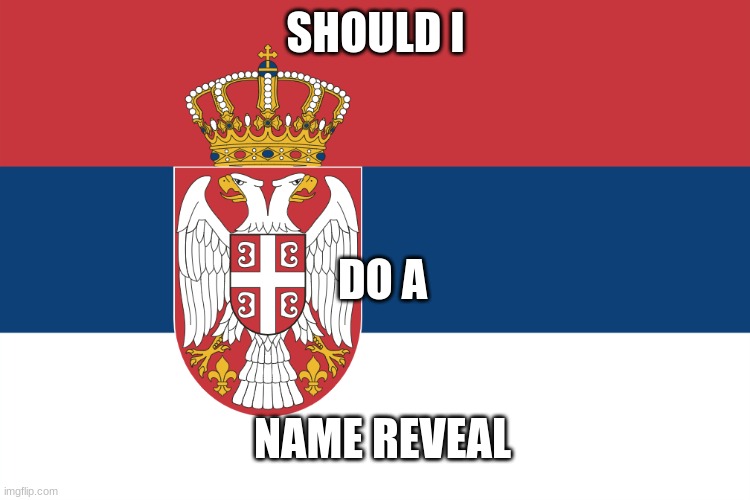 rerererererererereeeeeeeeee | SHOULD I; DO A; NAME REVEAL | image tagged in serbian flag | made w/ Imgflip meme maker