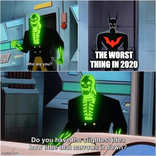 Do You Have the Slightest Idea How Little That Narrows It Down? | THE WORST THING IN 2020 | image tagged in do you have the slightest idea how little that narrows it down | made w/ Imgflip meme maker