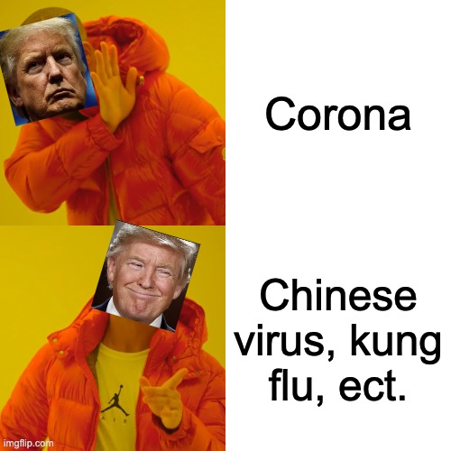 Drake Hotline Bling | Corona; Chinese virus, kung flu, ect. | image tagged in memes,drake hotline bling | made w/ Imgflip meme maker