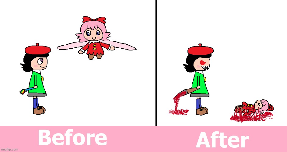 Ado is still possessed :) and I like it | image tagged in kirby,gore,blood,funny,cute,death | made w/ Imgflip meme maker
