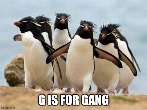 REEEEEEEEEEEE | G IS FOR GANG | image tagged in memes,penguin gang | made w/ Imgflip meme maker