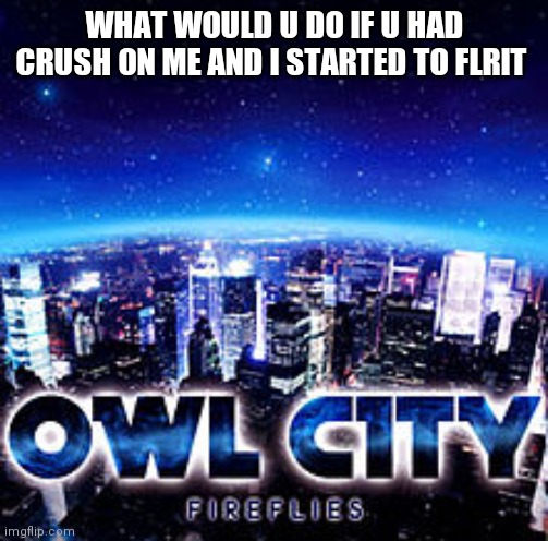 Owl city | WHAT WOULD U DO IF U HAD CRUSH ON ME AND I STARTED TO FLRIT | image tagged in owl city | made w/ Imgflip meme maker