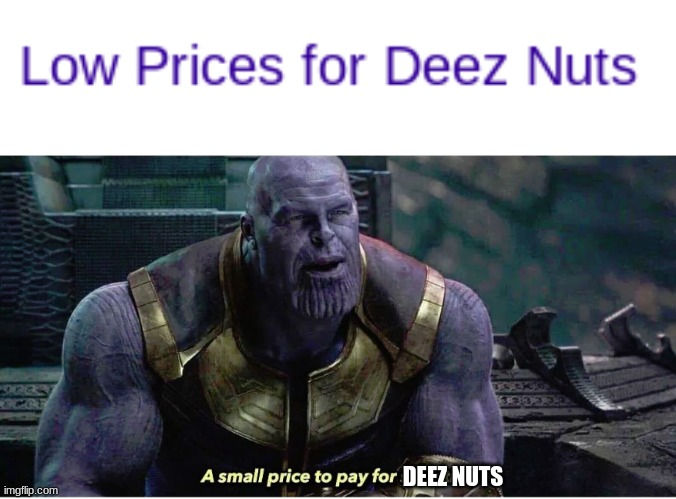 DEEZ NUTS | image tagged in a small price to pay for salvation | made w/ Imgflip meme maker