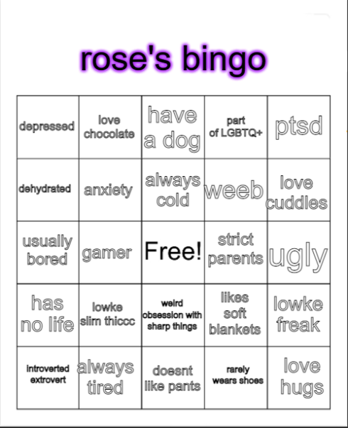 rose's bingo Blank Meme Template