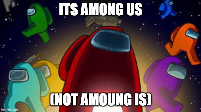 Among us | ITS AMONG US; (NOT AMOUNG IS) | image tagged in amoung us | made w/ Imgflip meme maker