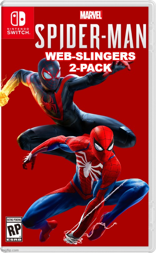 Marvel's Spider-Man Remastered and Marvel's Spider-Man: Miles Morales come to Switch! | WEB-SLINGERS 2-PACK | image tagged in nintendo switch cartridge case,spider-man,marvel,marvel comics,playstation | made w/ Imgflip meme maker
