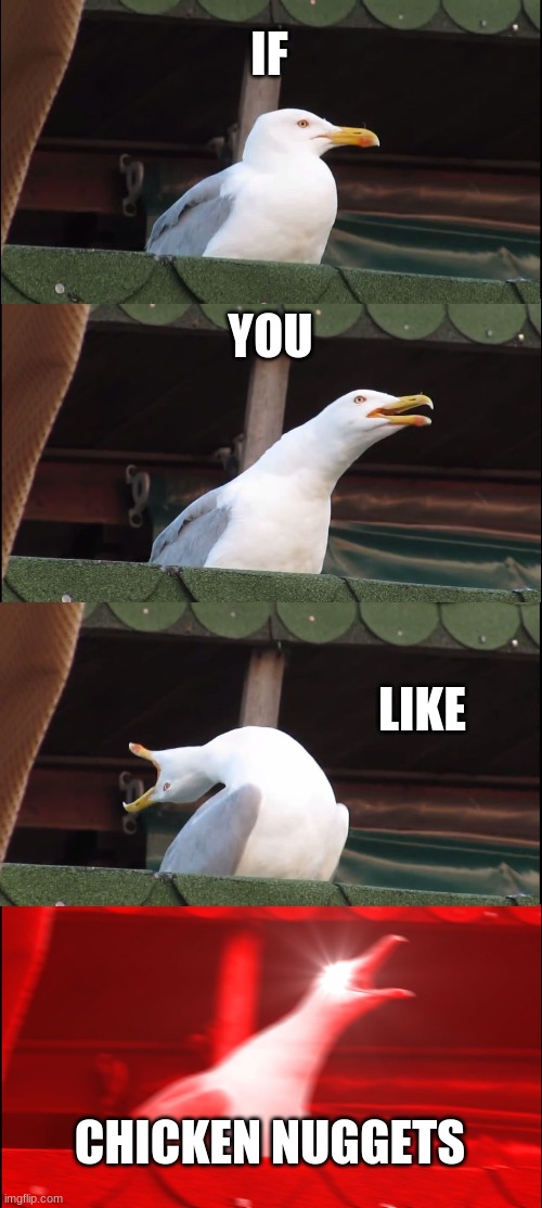 Inhaling Seagull Meme | IF; YOU; LIKE; CHICKEN NUGGETS | image tagged in memes,inhaling seagull | made w/ Imgflip meme maker