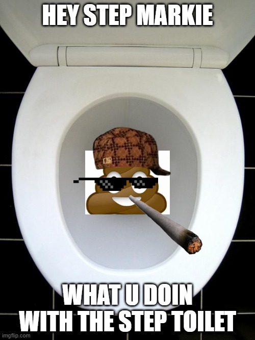 TOILET | HEY STEP MARKIE; WHAT U DOIN WITH THE STEP TOILET | image tagged in toilet | made w/ Imgflip meme maker