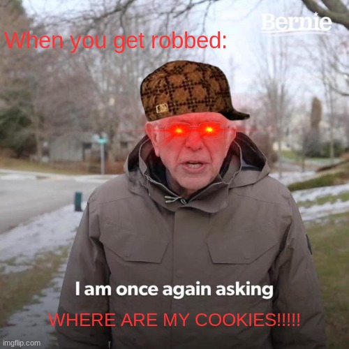 COOKIEZ | When you get robbed:; WHERE ARE MY COOKIES!!!!! | image tagged in memes | made w/ Imgflip meme maker
