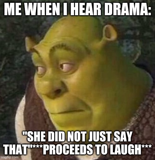 Shrek | ME WHEN I HEAR DRAMA:; "SHE DID NOT JUST SAY THAT"***PROCEEDS TO LAUGH*** | image tagged in shrek | made w/ Imgflip meme maker
