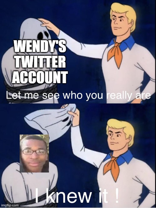 fred i knew it | WENDY'S TWITTER ACCOUNT | image tagged in fred i knew it | made w/ Imgflip meme maker