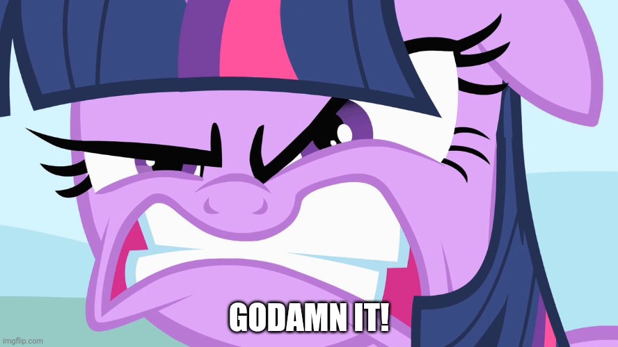 ANGRY Twilight | GODAMN IT! | image tagged in angry twilight | made w/ Imgflip meme maker