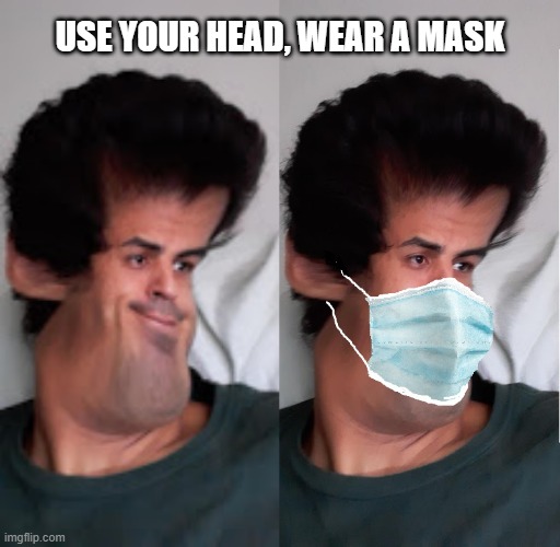 use your head, wear a mask | USE YOUR HEAD, WEAR A MASK | image tagged in wear a mask,covid-19 | made w/ Imgflip meme maker