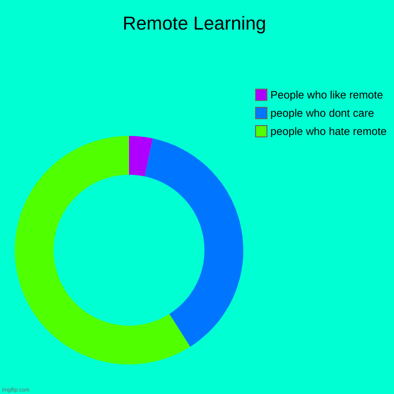 Remote Learning | people who hate remote, people who dont care, People who like remote | image tagged in charts,donut charts | made w/ Imgflip chart maker
