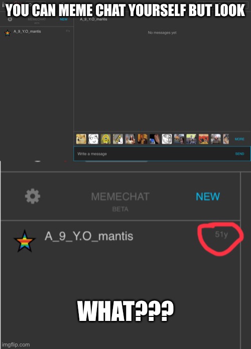 YOU CAN MEME CHAT YOURSELF BUT LOOK; WHAT??? | made w/ Imgflip meme maker