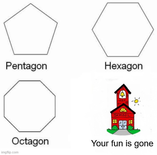 The most true thing ever | Your fun is gone | image tagged in memes,pentagon hexagon octagon | made w/ Imgflip meme maker