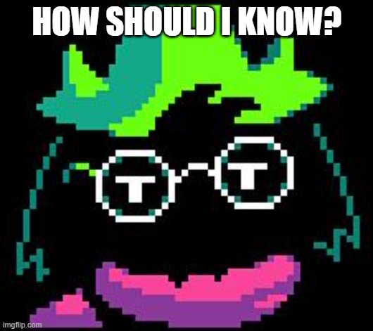 Non-Impressed Ralsei | HOW SHOULD I KNOW? | image tagged in non-impressed ralsei | made w/ Imgflip meme maker