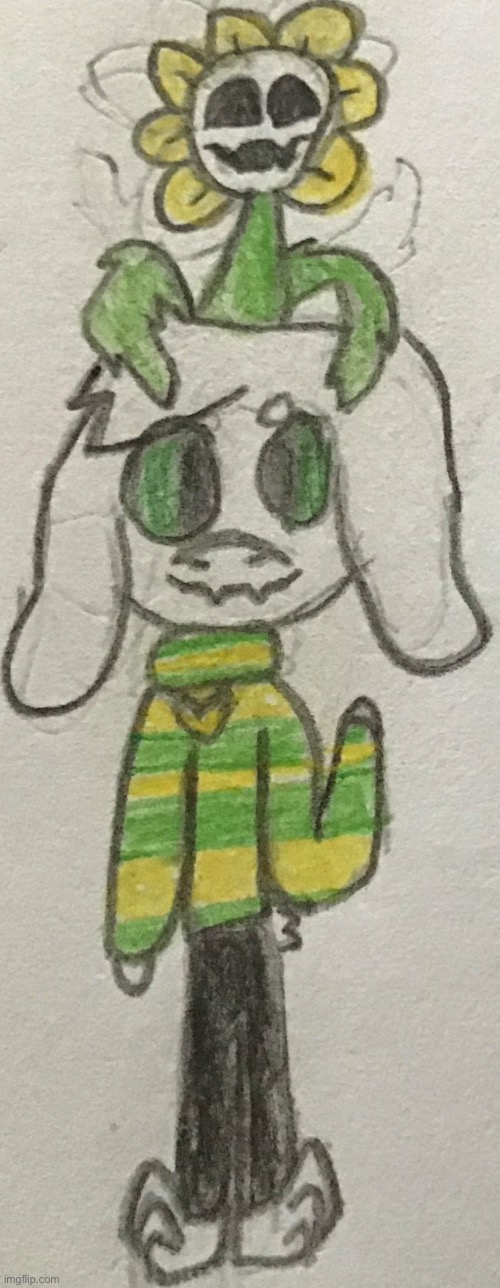 This is for you, asriel_DREEMURR! | image tagged in asriel,flowey | made w/ Imgflip meme maker
