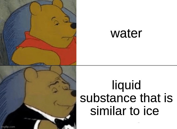 remember drink water guys | water; liquid substance that is similar to ice | image tagged in memes,tuxedo winnie the pooh | made w/ Imgflip meme maker