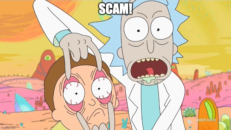 Rick and Morty Scam | SCAM! | image tagged in rick and morty scam | made w/ Imgflip meme maker