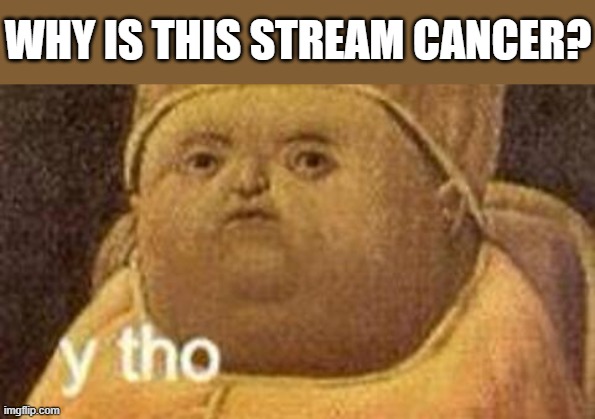 why tho | WHY IS THIS STREAM CANCER? | image tagged in why tho,i'm 15 so don't try it,who reads these | made w/ Imgflip meme maker